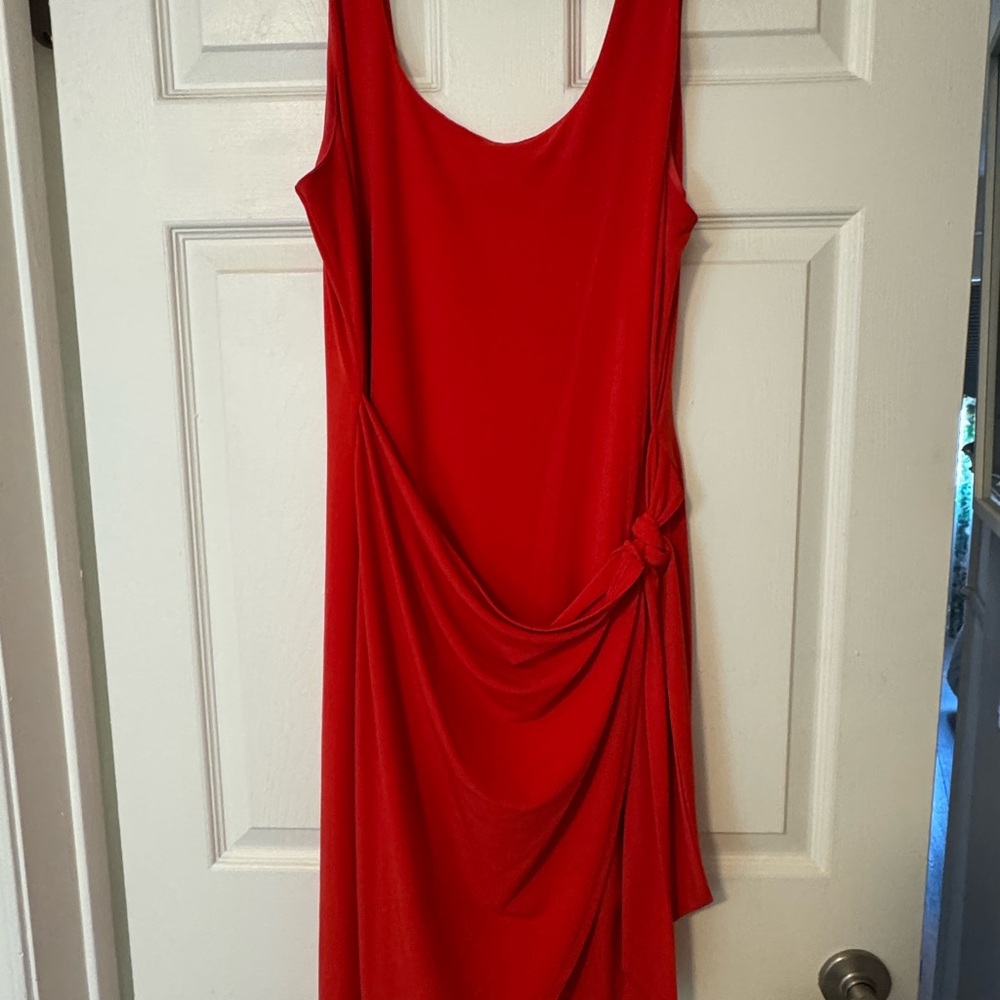 Express Red Asymmetrical Ruched Sheath Dress